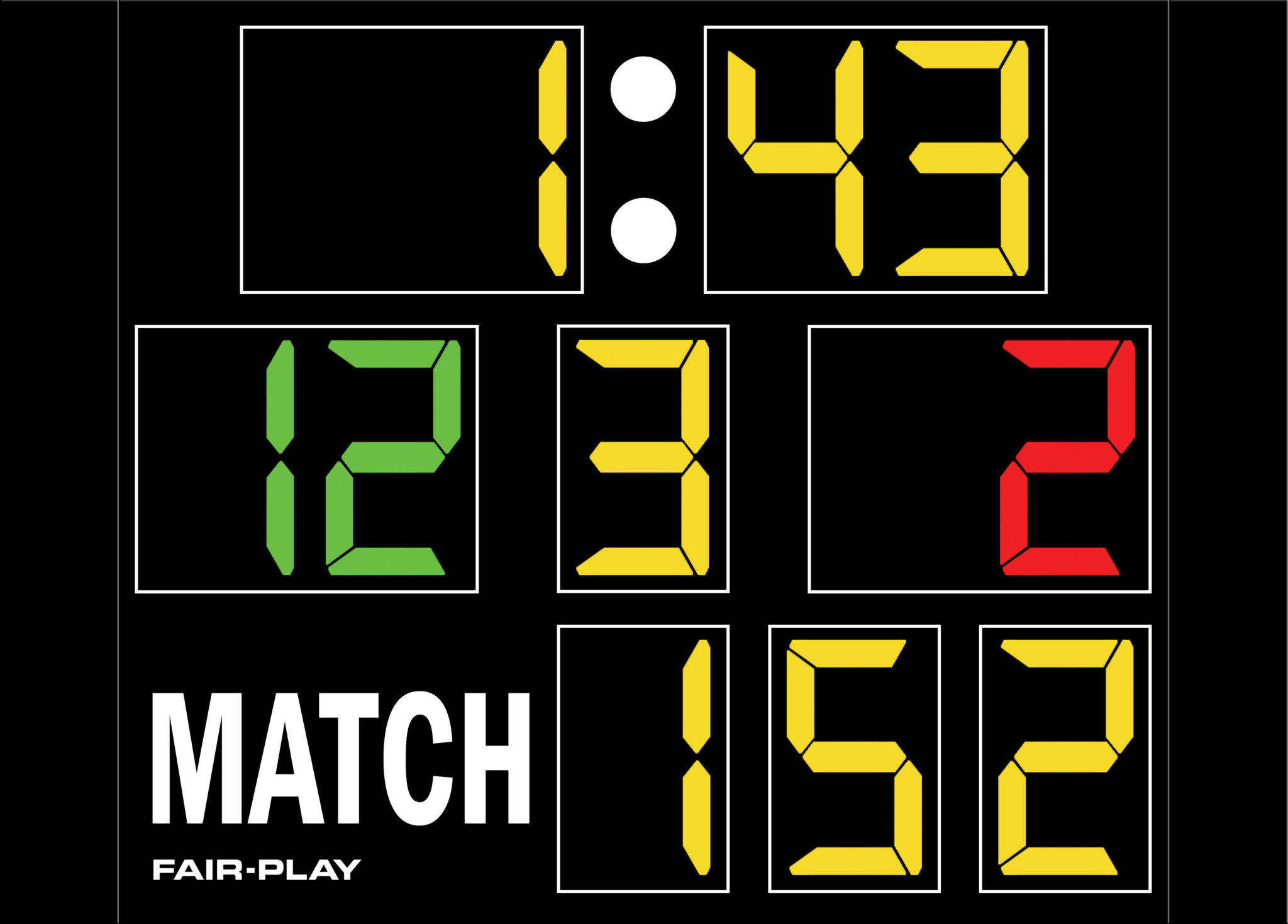 WR-1400-3S-4 Wrestling Scoreboards - Fair-Play Scoreboards
