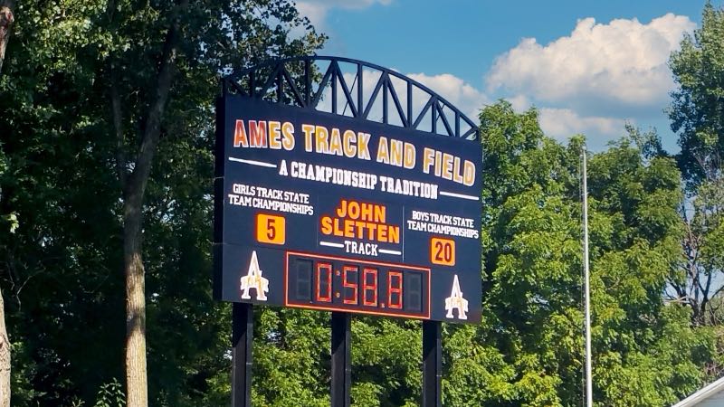 Ames High School custom track and field scoreboard