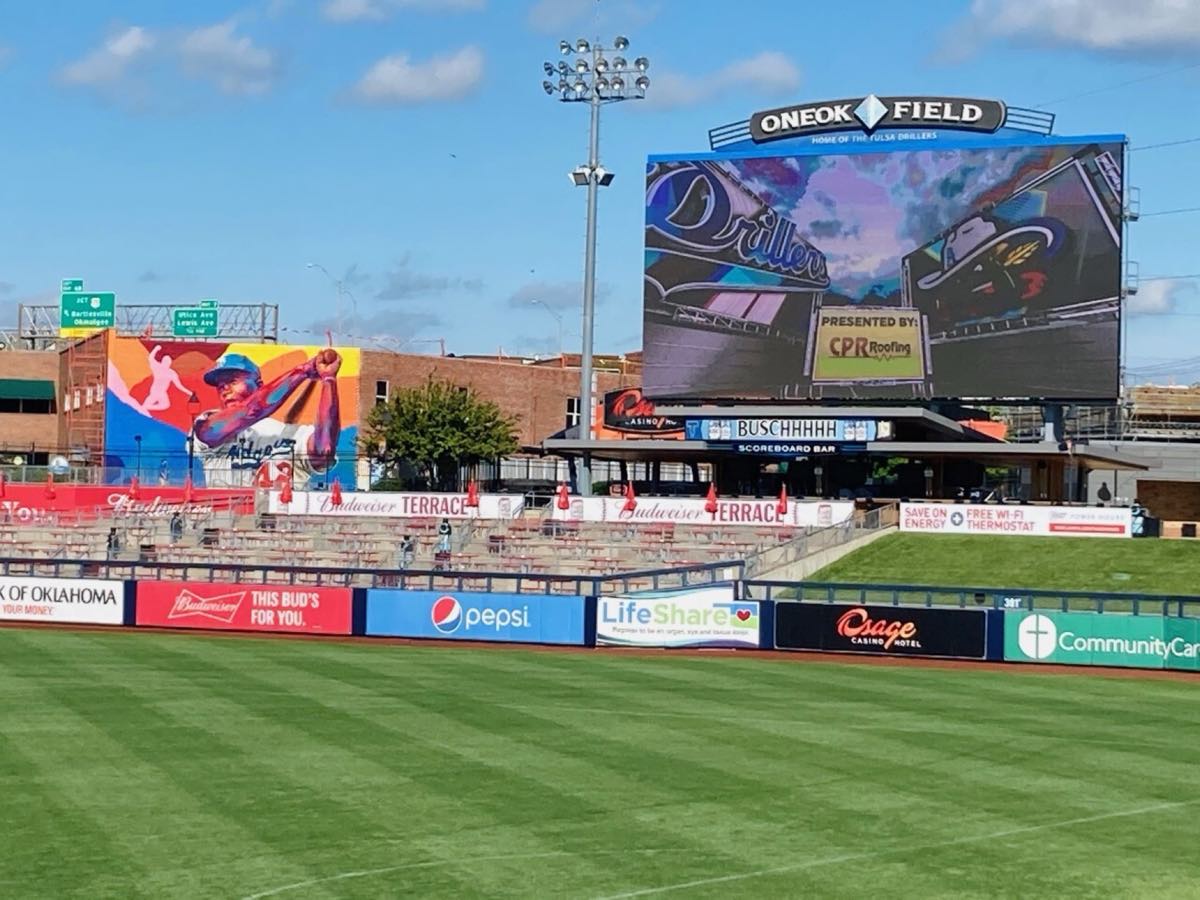Fair-Play main LED video board at ONEOK Field, home of the Tulsa Drillers
